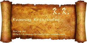 Kvassay Krisztofer névjegykártya